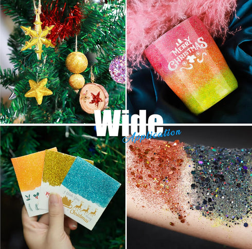 LEOBRO Glitter, Fine Glitter and Chunky Glitter, 32 Jars Craft Glitter Powder Holographic Glitter Resin Glitter for Crafts, Halloween Christmas Bo...