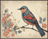 Posterizer 1 pcs- Pretty bird standing on a tree with pink flowers-Art for Animal Lovers-Floral Botanical Art- Gift for Men Women Teens-Living Roo...