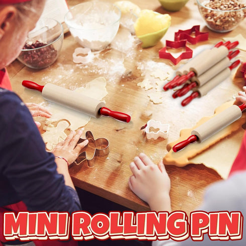Mini Rolling Pin 7.5 Inch (6 Pack) Kids Rolling Pin Set for Play Dough Accessories Small Pin for Dough - Wooden Rolling Pins For Baking With Handl...