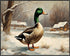 Posterizer 1 pcs-duck in snowy winter nature-oil painting style 1-Art for Animal Lovers-Landscape & Nature Art-Decor for Home & Office- unframed w...