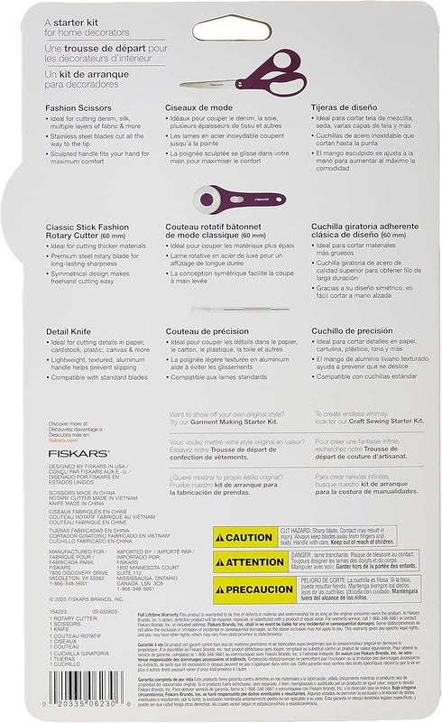 Fiskars Crafts Fiskars Home Décor Sewing Starter Kit (3pc), Purple 3 Count...