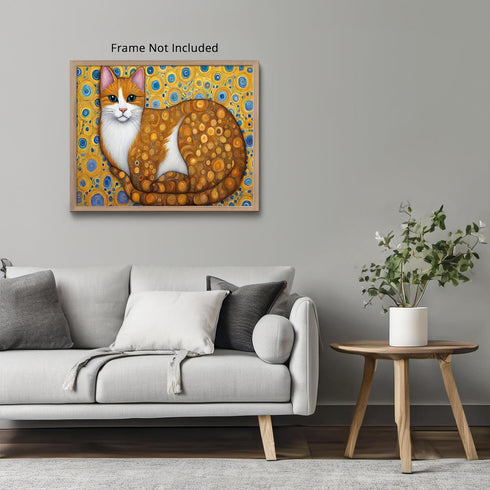 Posterizer 1 pcs- cute orange cat with mosaic style print-Art for Animal Lovers- Living Room Bedroom Decor- unframed wall art...