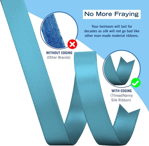 New 7mm Size ThreadNanny 6 Spools of 100% Pure Silk Ribbons - Blue Tones - 60 Meters x 7mm...