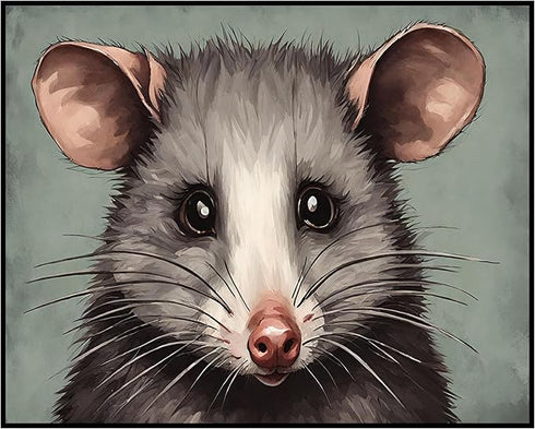 Posterizer 1 pcs- Portrait of a possum with pastel blue background-Art for Animal Lovers- Gift for Men Women Entrepreneur Teens-Living Room Bedroo...