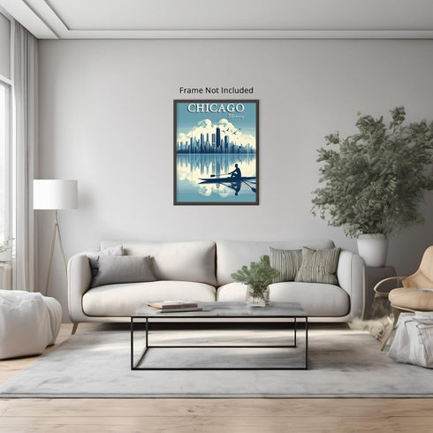 Posterizer 1 pcs-travel poster-Chicago-United Stated-Illinois-Adventure Wall Art Gift for Men Women Entrepreneur Teens Decor for Home & Office- ...