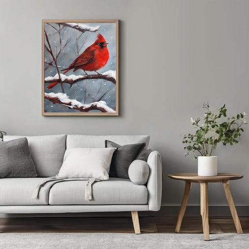 Posterizer 1 pcs-cute little bird in snowy winter scene -15-Art for Animal Lovers-Landscape & Nature Art-Decor for Home & Office- unframed wall ar...