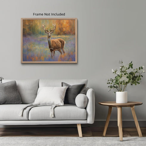 Posterizer 1 pcs- majestic deer with oil painting style print-Art for Animal Lovers-Landscape & Nature Art- Living Room Bedroom Decor- unframed wa...