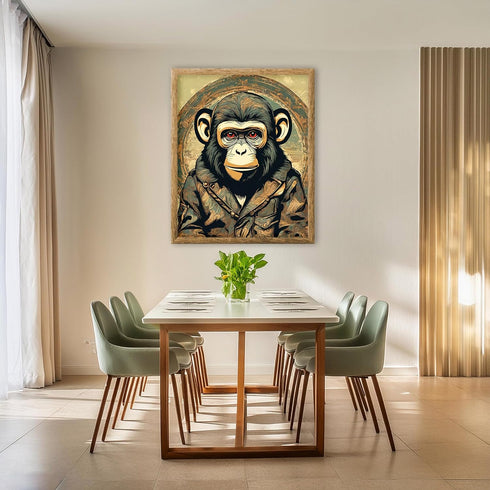 Posterizer 1 pcs-abstract beige poster-monkey wearing clothes-Art for Animal Lovers-Abstract & Modern Art-Decor for Home & Office- unframed wall a...