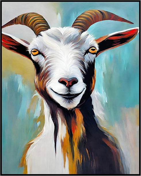 Posterizer 1 pcs- white and brown majestic goat-chic decor-Art for Animal Lovers-Abstract & Modern Art- Decor for Home & Office- unframed wall art...
