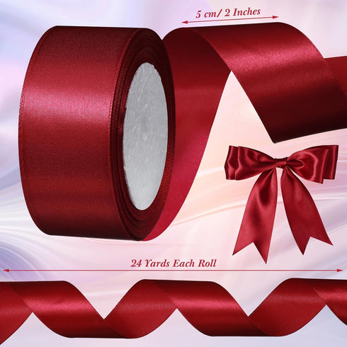 4 Rolls Satin Ribbon for Wedding Invitations 96 Yards 2 Inches Wide Polyester Satin Ribbon Solid Satin Ribbon for Wedding Christmas Handmade Bows ...