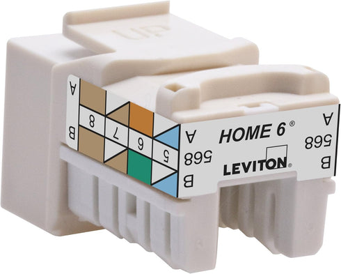 Leviton 61HOM-RT6 Home 6 Snap-In Connector, T568A/B Wiring, Light Almond...
