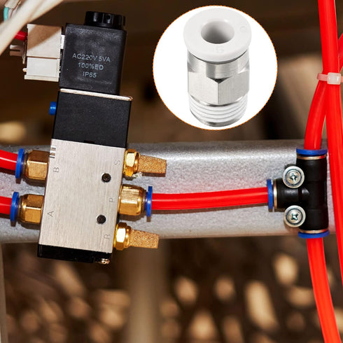 PATIKIL G1/8 Push to Fit 5mm OD Hose Connect Fittings, 2 Pack Straight Coupling Adapter for Gas Pneumatic Air Flow Transition, White & Silver Tone...