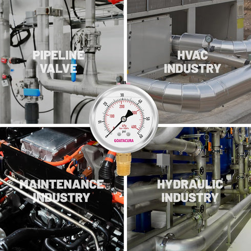 0-60psi/kpa Lead-Free Glycerin Filled Pressure Gauge, 2-1/2" Dial Size, Stainless Steel Case, with Vent Valve, 1/4" NPT Lower Mount, 2-1-2% Accura...