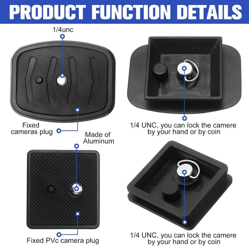 TOODOO 2 Pack 41mm and 43mm Tripod Quick Release Plate Camera Mounting Adapter, 2 Sizes QR Release Camera Tripod Ball Head Parts Replacement Compa...