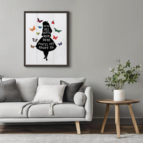 Posterizer 1 pcs-we're all mad in here-Alice in Wonderland quotes-Movie & Cinema Art-Gift for movie lovers-Gift for Men Women Entrepreneur Teens- ...