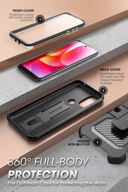 SUPCASE Unicorn Beetle Pro Series Case for Moto G Power 2022, Full-Body Rugged Belt Clip & Kickstand Case with Built-in Screen Protector (Black)...