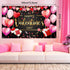 Sumind Happy Valentine‘s Day Banner 73''x43'' Heart Photography Backdrop Large Valentines Day Background Party Decorations Photo Booth Prop(Black ...