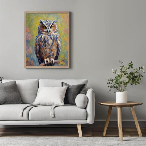 Posterizer 1 pcs- Beautiful owl with a bakcground of flowers-Art for Animal Lovers-Floral Botanical Art- Gift for Men Women Teens-Living Room Bed...