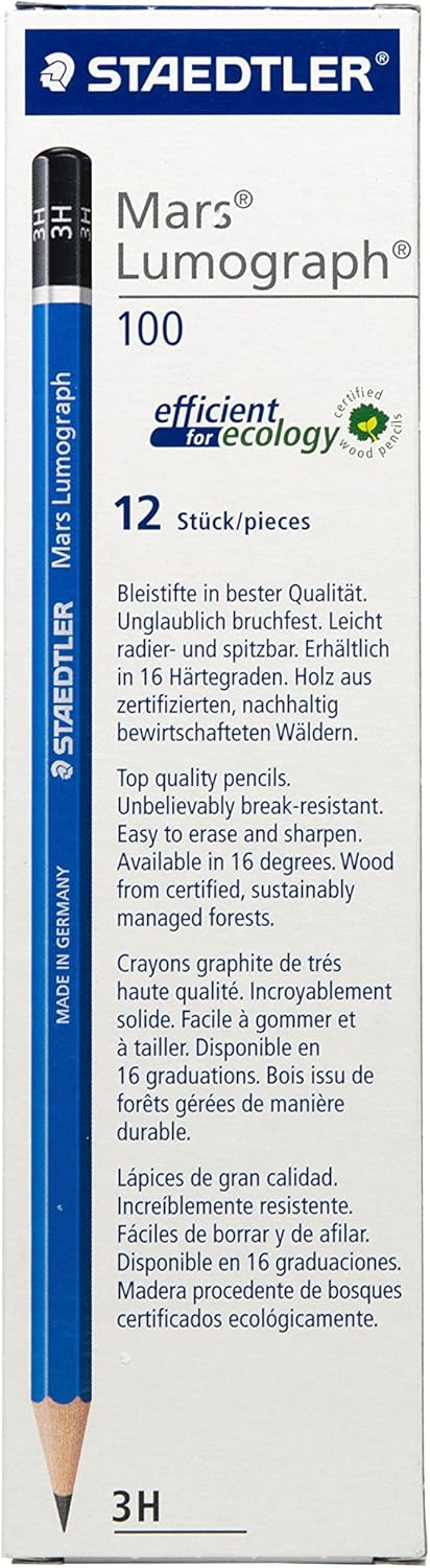 STAEDTLER Mars Lumograph Writing, Drawing, Sketching Pencil (Box of 12) (3H)...