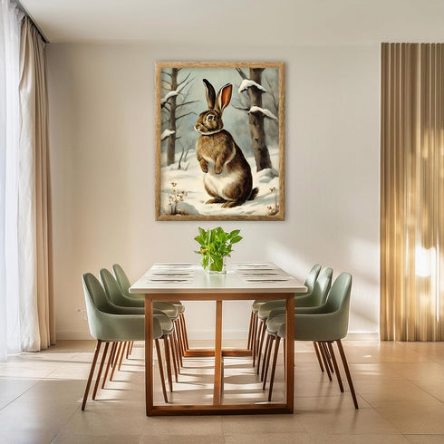 Posterizer 1 pcs-cute bunny in snowy winter scene -1-Art for Animal Lovers-Landscape & Nature Art-Decor for Home & Office- unframed wall art...