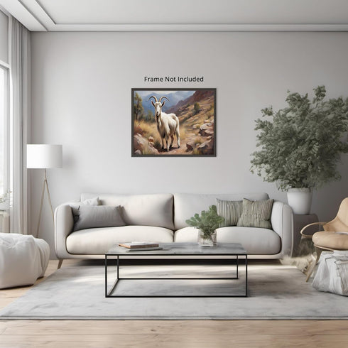 Posterizer 1 pcs- White goat in wilderness-Art for Animal Lovers-Landscape & Nature Art- Gift for Men Women Entrepreneur Teens-Living Room Bedroom...