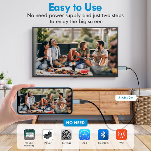 Lightning to HDMI Adapter • HDMI Cable for iPhone to TV • Compatible with iPhone14, 13, 12, 11 & YouTube to TV Output • with 1080P HD Display • Sy...