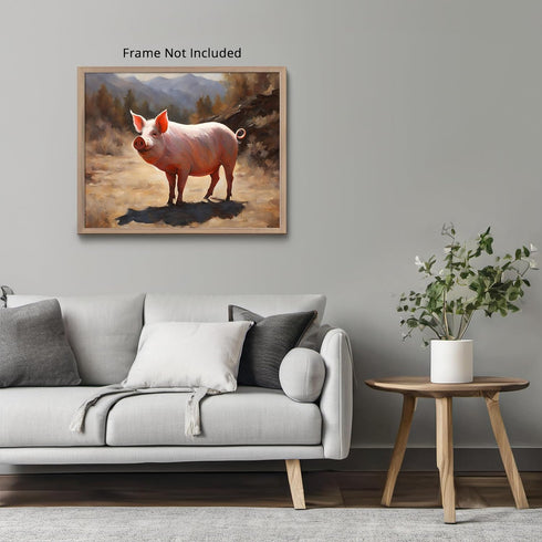 Posterizer 1 pcs- Happy cute pig in the nature-Art for Animal Lovers- Gift for Men Women Entrepreneur Teens-Living Room Bedroom Decor- unframed wa...