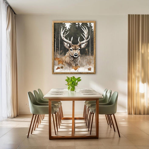 Posterizer 1 pcs- A deer in Autumn with the background of tall trees-Art for Animal Lovers-Landscape & Nature Art- Gift for Men Women Teens-Decor ...