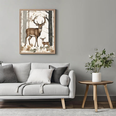 Posterizer 1 pcs- Beautiful deer with its child in the jungle print-Art for Animal Lovers-Landscape Nature - Gift for Men Women Teens-Decor for Be...