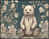 Posterizer 1 pcs- Cute bear cub with wild flowers-Art for Animal Lovers-Kids Room Art-Gift for Daughter, Son, Kids-Decor for nursery toddlers kids...