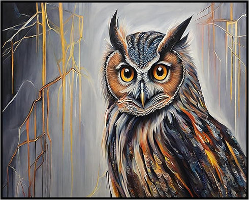 Posterizer 1 pcs- Abstract owl with a gray background-Art for Animal Lovers-Abstract & Modern Art- Gift for Men Women Entrepreneur Teens-Decor for...