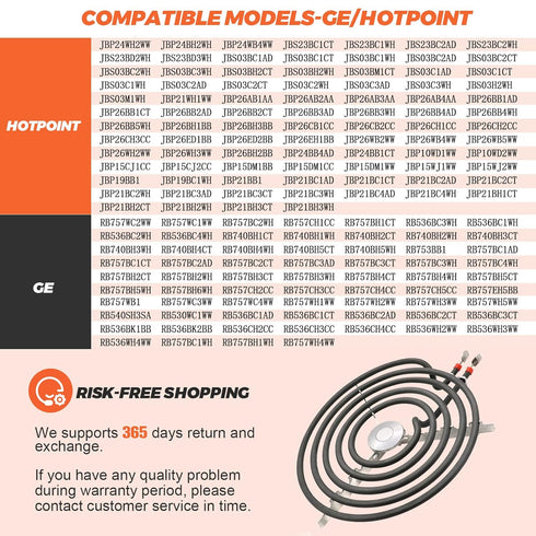 Beaquicy WB30T10074 Stove Burner Replacement 8 inch for ge Electric Kenmore Hotpoint Stove/Oven - Surface Element Coil Suitable for jbs07c2ww, 911.92712020, Rbs330drww, jb258rm2ss,etc.