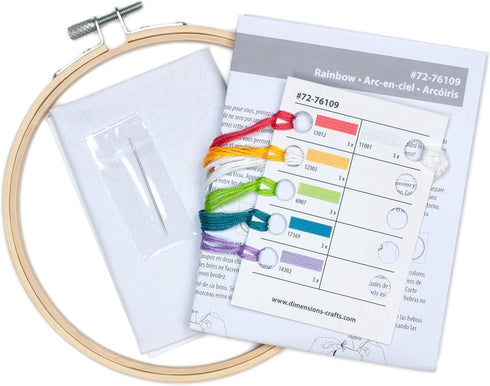 DIMENSIONS 72-76109 Rainbow Needlepoint Embroidery Kit with 6'' Bamboo Hoop......
