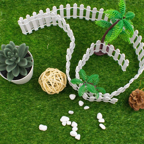 AUEAR, 35 Inch Long Mini Fairy Garden Fence Wood Ornament Wooden Decorative Miniature Picket Fence for Dollhouse DIY Crafts Project (White, 4-Pack...