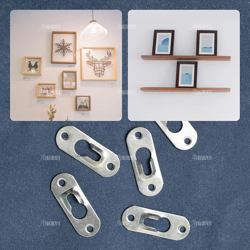 AUEAR, Metal Keyhole Hanger Picture Frame Mirror Cabinet Hanging Fasteners Hardware Flush Wall with Mount Hardware Screws (20 Pack, Silver)...