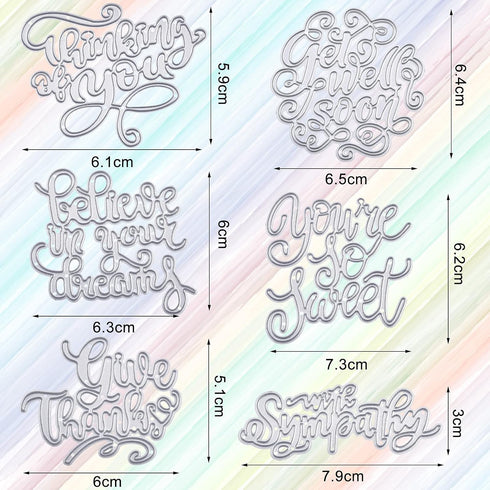 6 Pieces Metal Die Cuts Words for Card Making Embossing Word Cutting Dies Inspirational Sympathy Words Template Stencil for DIY Scrapbooking Makin...