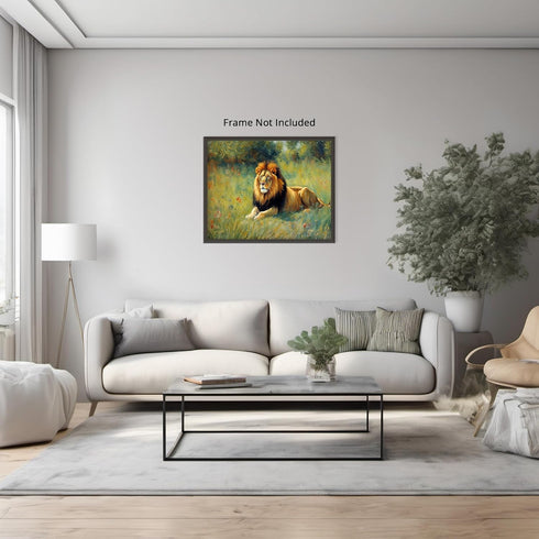 Posterizer 1 pcs- beautiful majectic lion in oil painting style-Art for Animal Lovers-Landscape & Nature Art- Living Room Bedroom Decor- unframed ...