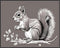 Posterizer 1 pcs- black and white print of a squirrel on a twig-Art for Animal Lovers- Gift for Men Women Entrepreneur Teens-Decor for Home & Offi...