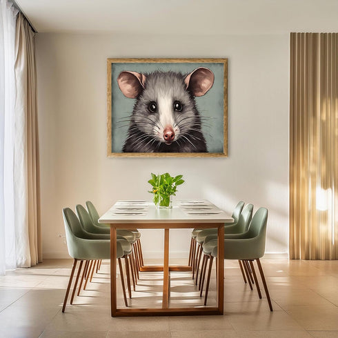 Posterizer 1 pcs- Portrait of a possum with pastel blue background-Art for Animal Lovers- Gift for Men Women Entrepreneur Teens-Living Room Bedroo...