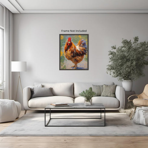 Posterizer 1 pcs- Beautiful hen oil painting style-Art for Animal Lovers- Gift for Men Women Entrepreneur Teens-Living Room Bedroom Decor- unframe...