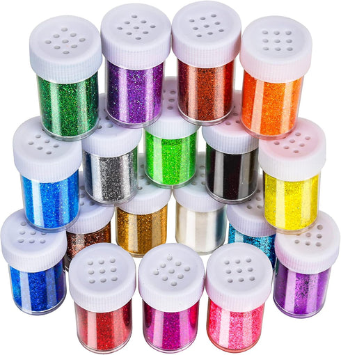 LEOBRO Glitter, 18 Pack Fine Glitter, Craft Glitter Powder Shake Jar, Multi Assorted Set Extra Fine Glitter for Resin Art Crafts Tumbler Scrapbook...