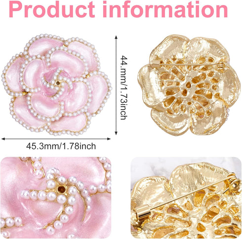 PAGOW 3Pcs Flower Brooch Pin, Fashion Petal Pearl Elegant Exquisite Brooches Pins Set Decoration for Women Wedding Banquet Party Shirts Dresses...