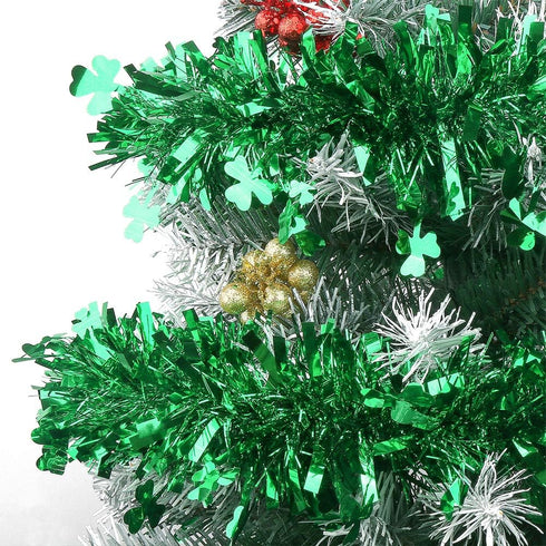 CCINEE 33FT St.Patrick's Day Tinsel Garland,Shamrock Clover Green Metallic Garland for Irish Party Home Decoration...