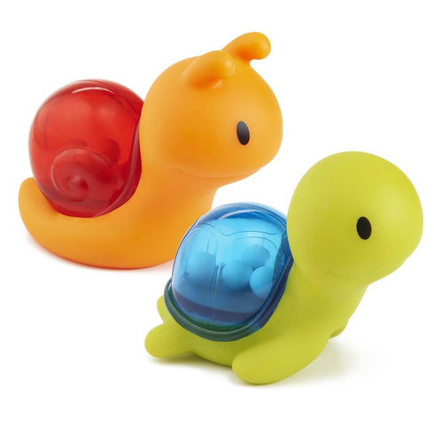 Munchkin® Bath Rattle Squirts - Fun Sensory Bath Learning Toys for Babies and Toddlers, Turtle and Snail, 2 Pack...
