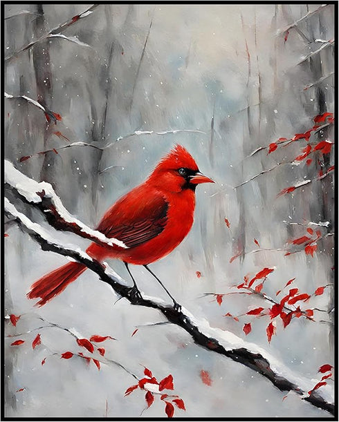 Posterizer 1 pcs-cute little bird in snowy winter scene -14-Art for Animal Lovers-Landscape & Nature Art-Decor for Home & Office- unframed wall ar...