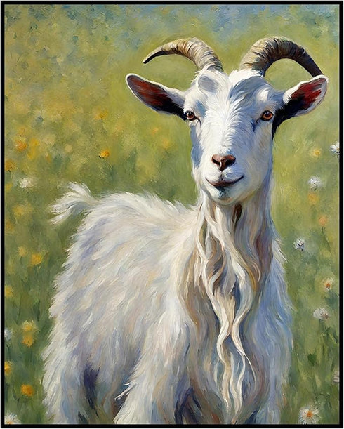 Posterizer 1 pcs- Oil painting style print of a goat-Art for Animal Lovers-Floral Botanical Art- Gift for Men Women Entrepreneur Teens-Living Room...