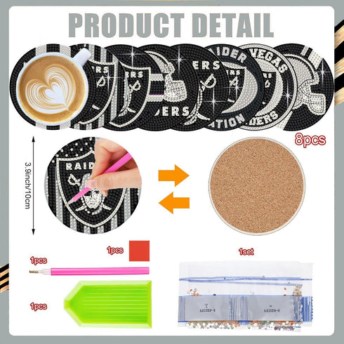 8 Pcs Diamond Art Painting Coasters Kits with Holder,DIY Football Diamond Art Coasters for Adults Beginners Craft Gift Supplies1, Red, ZHILAI001...