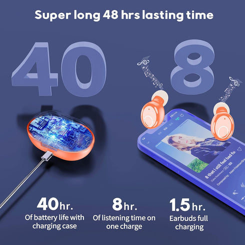 kurdene S8 Mini Wireless Earbuds Bluetooth 5.3 in Ear Light-Weight Headphones,Touch Control with Charging Case, Built-in Microphone Headset,Immers...