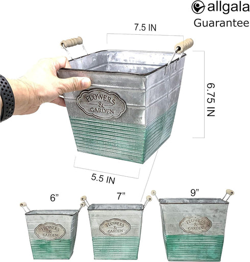 allgala Galvanized Planter Pot Indoor and Outdoor Decoration-Square-7"-HD88305...
