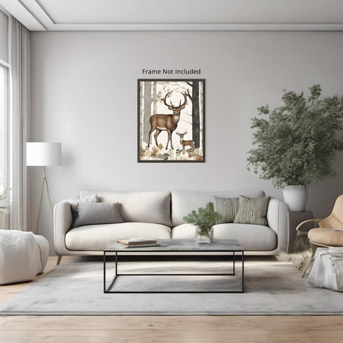 Posterizer 1 pcs- Beautiful deer with its child in the jungle print-Art for Animal Lovers-Landscape Nature - Gift for Men Women Teens-Decor for Be...